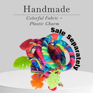 Colorful Fabric Bracelets with Plastic Charms